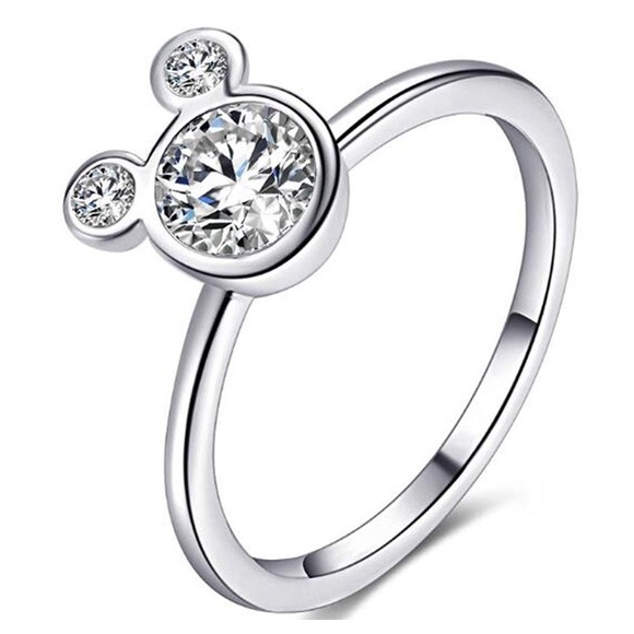 Disney Jewelry - LAST ONE Silver Mickey Minnie Mouse Ring CZ 925